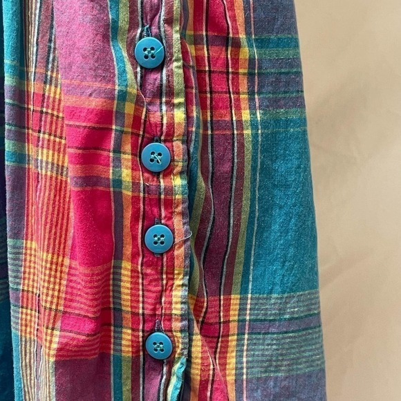 Vintage 1980’s Madras Plaid Cotton Romper Playsuit Pink, Blue, Green Size XS - Picture 8 of 16